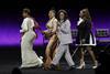 (L-R): Fantasia Barrino, Taraji P. Henson, Oprah Winfrey and Danielle Brooks promote 'The Color Purple' at 2023 CinemaCon.