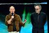 Michael Keaton and Tim Burton in the Warner Bros presentation at CinemaCon 2024