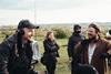 Daniel Blumberg and Brady Corbet on the set of 'The Brutalist'