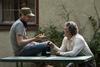 Brad Ingelsby and Mark Ruffalo on the set of 'Task'