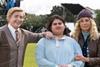 Rhys Darby, Julian Dennison and Minnie Driver on the set of One Winter-1