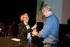 Attached is a picture of director Uberto Pasolini accepting the award from Vigdis Finnbogadottir, former president of Iceland and head of the jury