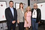 (from left to right): Justin Cutler (Ontario film commissioner, Ontario Creates), Kerry Swanson (CEO, Indigenous Screen Office), Julie Roy (executive director & CEO, Telefilm Canada) and Dr. Duke Redbird (Elder from the Saugeen Ojibway Nation)