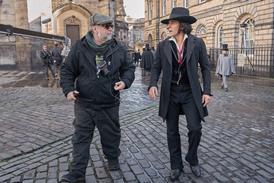 Guillermo del Toro and Oscar Isaac on the set of 'Frankenstein'