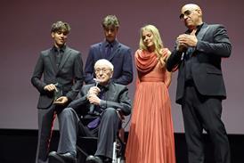 Michael Caine (centre, seated) with his grandchildren, and Vin Diesel (right)
