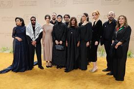 The team from 'The Voice Of Hind Rajab', including director Kaouther Ben Hania (sixth right)