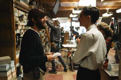 Josh Safdie and Timothée Chalamet on the set of ‘Marty Supreme’