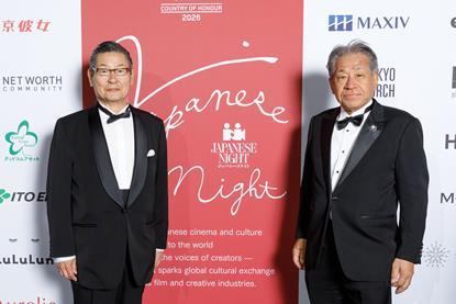 Junichi Sakomoto, chairman and attorney of law, Shochiku, with Yasushi Shiina, Unijapan vice president and Tiffcom CEO