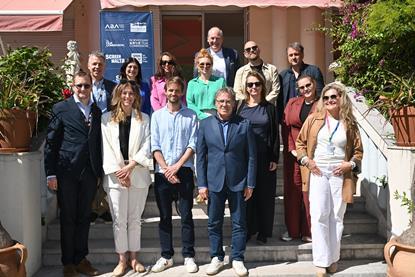 (Back row) Tim Dams, Screen International, moderator; Beverly Cutajar, Malta Film Commission; Maria Ekerhovd, Mer Film; Meghan Beaton, Norwegian Film Commission; Adrian Wootton, British Film Commission; Roeland Oude Nijhuis, Netherlands Film Commission; G