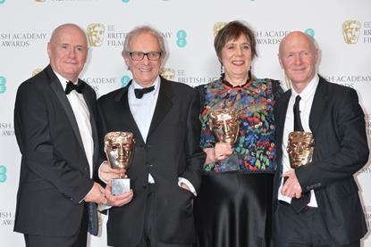 'I, Daniel Blake' actor Dave Johns with Ken Loach, Rebecca O'Brien and Paul Laverty