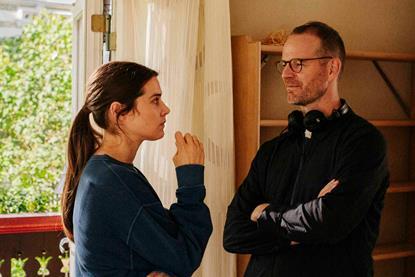 Inga Ibsdotter Lilleaas with Joachim Trier on the set of 'Sentimental Value'
