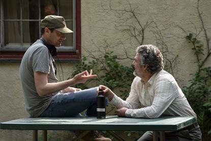 Brad Ingelsby and Mark Ruffalo on the set of 'Task'