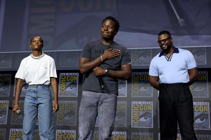 (L-R):  Letitia Wright, David Jonsson, Winston Duke at 2026 Comic-Con