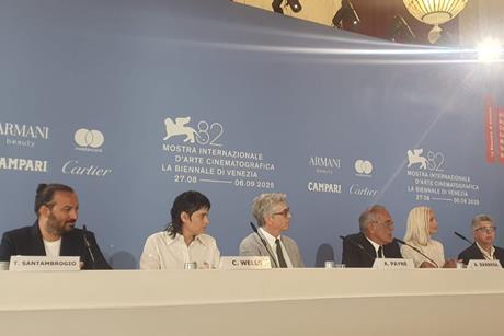 The presidents of the Venice juries with artistic director Alberto Barbera (third right)