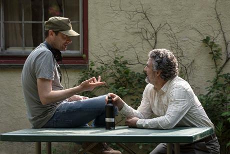 Brad Ingelsby and Mark Ruffalo on the set of 'Task'