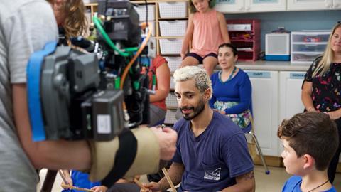 Riz Ahmed on the set of 'Sound Of Metal'
