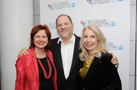 Clare Stewart, Harvey Weinstein and BFI CEO Amanda Nevill