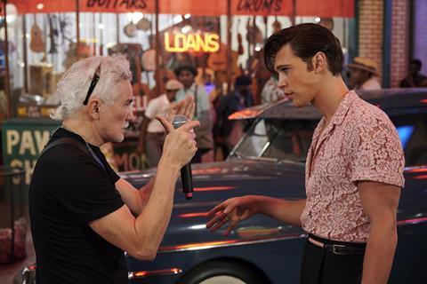 Director Baz Luhrmann on set with 'Elvis' leading actor Austin Butler