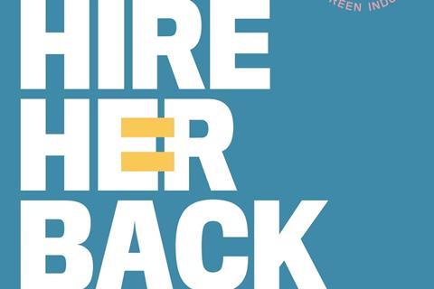 Hire Her Back social media graphic