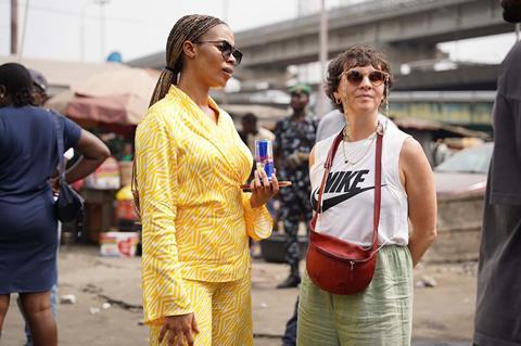Funmbi Ogunbanwo with Rachel Dargavel on the set of My Father_s Shadow. 2