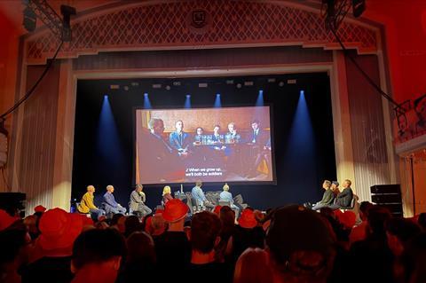 The 'Trainspotting' cast and crew on stage at EIFF