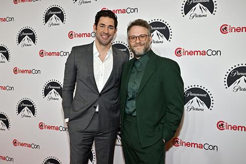John Krasinski and Seth Rogen at CinemaCon 2023