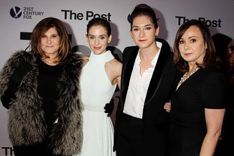 Amy pascal allison brie liz hannah and kristie macosko krieger, dave allocca rex shhutterstock