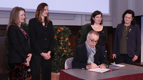 Dieter Kosslick signing 5050x2020 festival gender equality charter