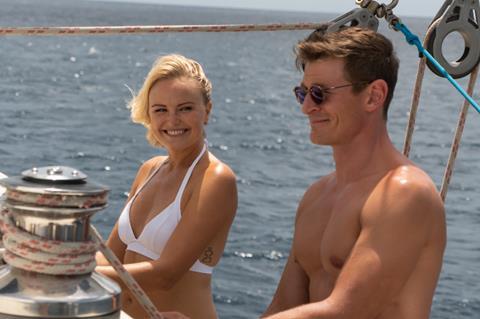 A Week in Paradise First Look Cannes Malin Ackerman Phillip Winchester-3 (1)