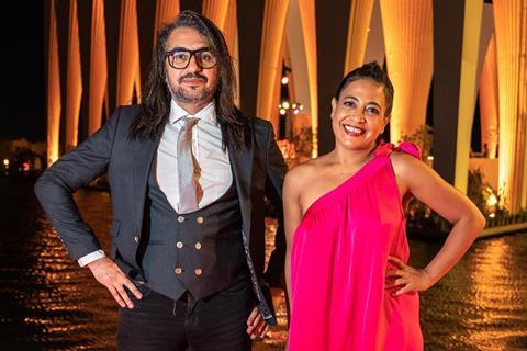 Hicham Lasri and Lamia Chraibi on the El Gouna red carpet