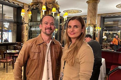 Jonas Dornbach and Janine Jackowski on set of Maria
