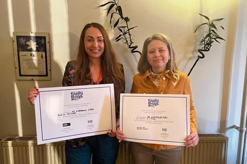 Burcu Aykar and Müge Özen with TPS Award in Istanbul 1