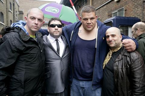 Credit: DemonPhotography - director Steve Lawson with Ricky Grover, Ashleigh Thomas and Omid Djalili