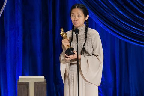 Chloé Zhao at the 93rd Oscars