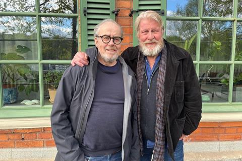 Rolf Lassgard, Lennart Jahkel preparing to shoot 'Arne Goes to Space'