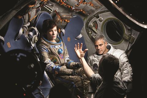 Alfonso Cuaron on the set of Gravity