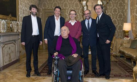 dario franceschini (minister of culture), Matteo Renzi (prime minister), Roberto Benigni, Giuseppe Tornatore, Paolo Sorrentino, Bernardo Bertolucci