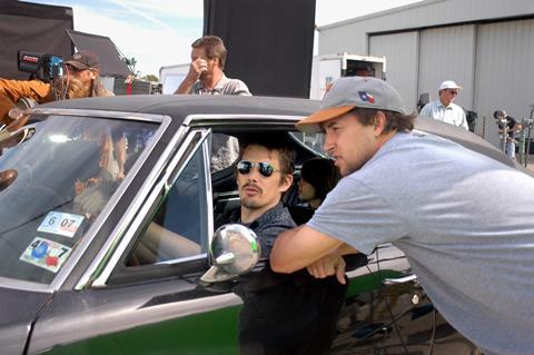 Richard Linklater on set of Boyhood with Ethan Hawke