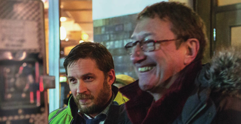 Steven Knight on set of Locke with Tom Hardy