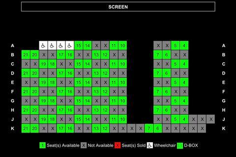 UA Cinemas seating plan