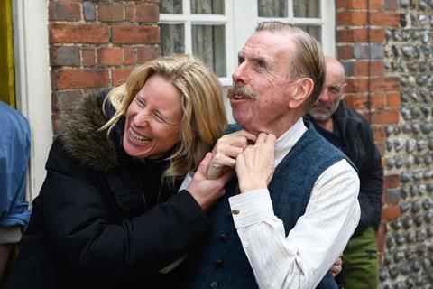 Thea Sharrock and Timothy Spall behind the scenes on 'Wicked Little Letters'