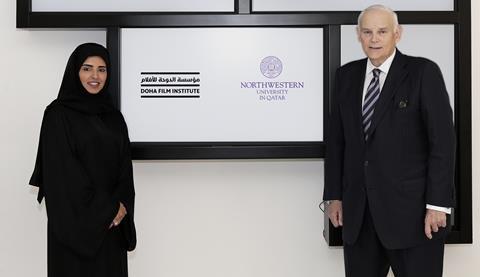 Fatma Al Remaihi CEO of Doha FIlm Institute and Everette E Dennis dean CEO of NU-Q