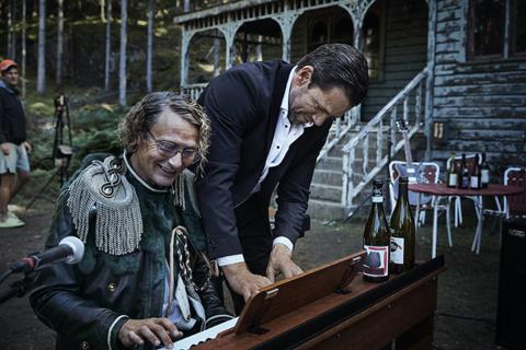 Mads Mikkelsen and Nikolaj Lie Kaas on the set of 'The Last Viking'