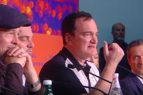 Quentin Tarantino and Brad Pitt at the 2019 Cannes press conference