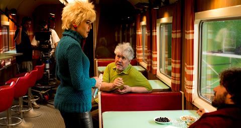 Pedro Almodovar on the set of Julieta