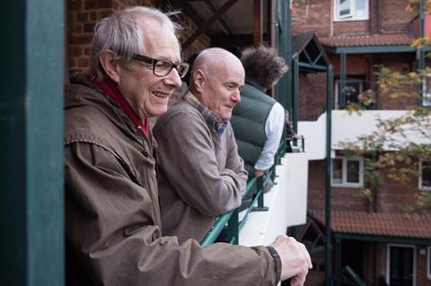 Ken Loach on the set of I Daniel Blake