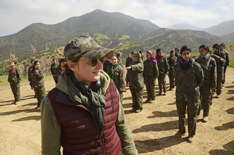 Caroline Fourest on set of Sisters In Arms