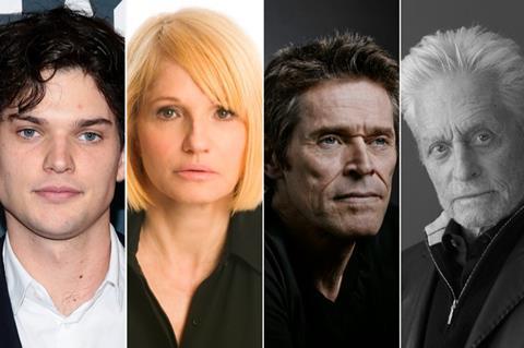 (L-R): Homer Gere, Ellen Barkin, Willem Dafoe, Michael Douglas