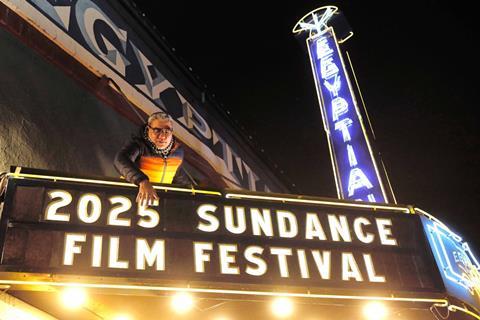 Eugene Hernandez, director, Sundance Film Festival and public programming, atop the Egyptian Theatre