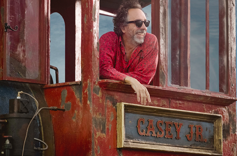 Tim Burton on set of Dumbo